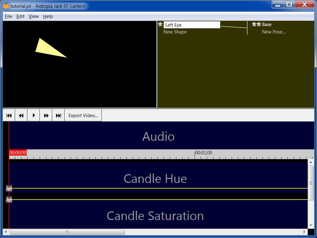 in the shape pane, the shape's name is being changed to &ldquo;Left Eye&rdquo; after choosing &ldquo;Rename Shape&rdquo; from the context menu