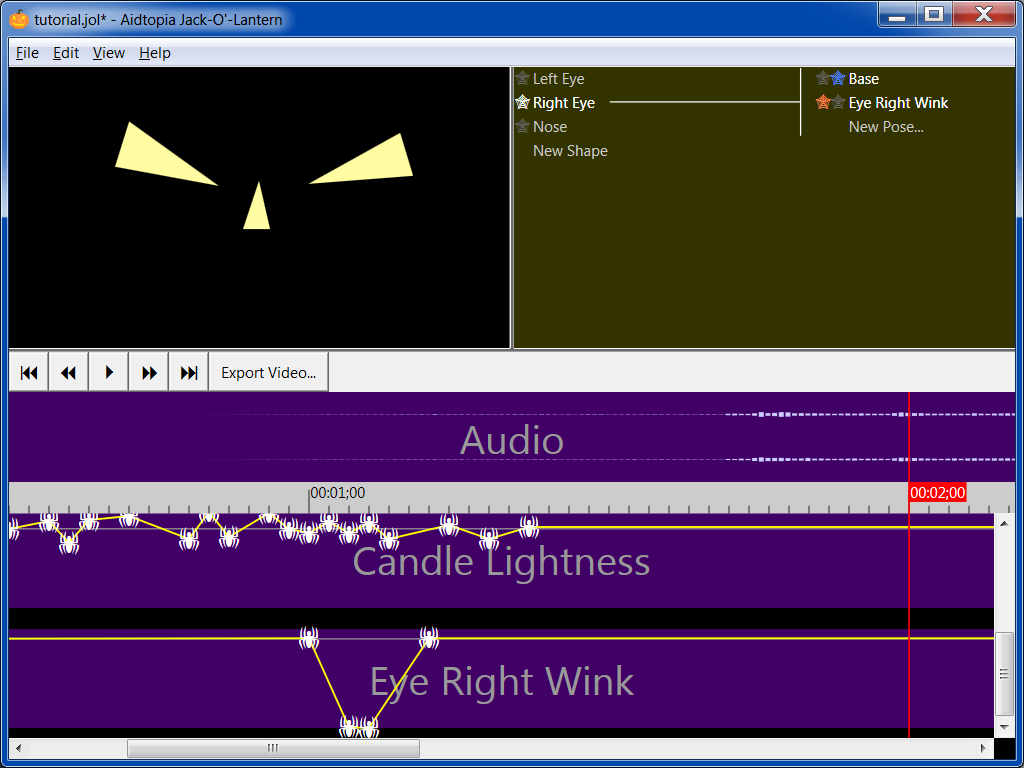 the Audio track shows a pair of waveforms